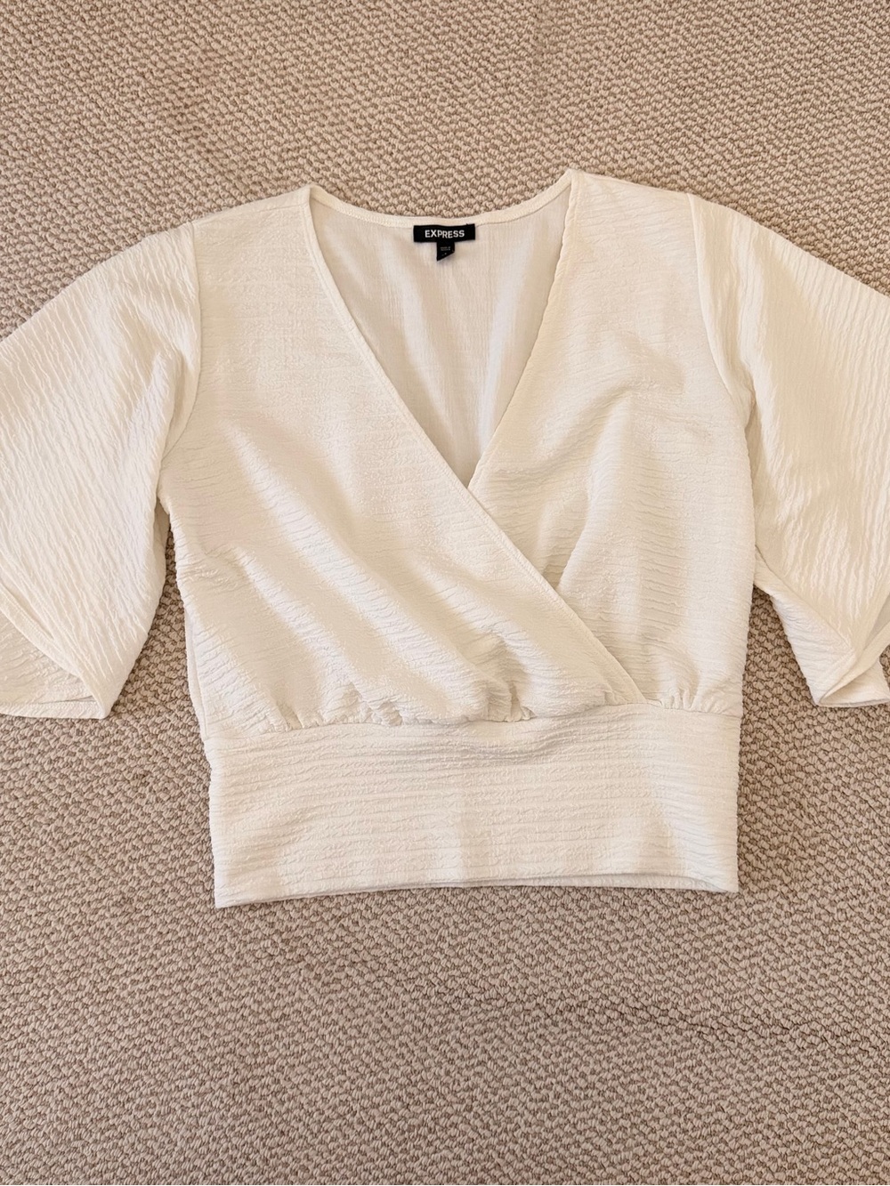 Express Textured Surplice Wrap Blouse